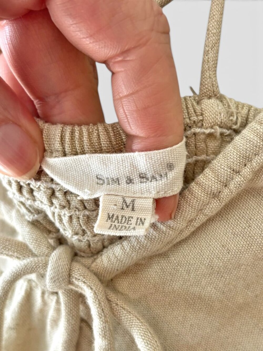 Sim & Sam Beige Linen Blend Boho Maxi Dress Crisscross Back Size Medium - Picture 6 of 13